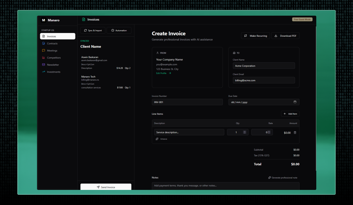 Idea to Web App — Manaro.nz hover